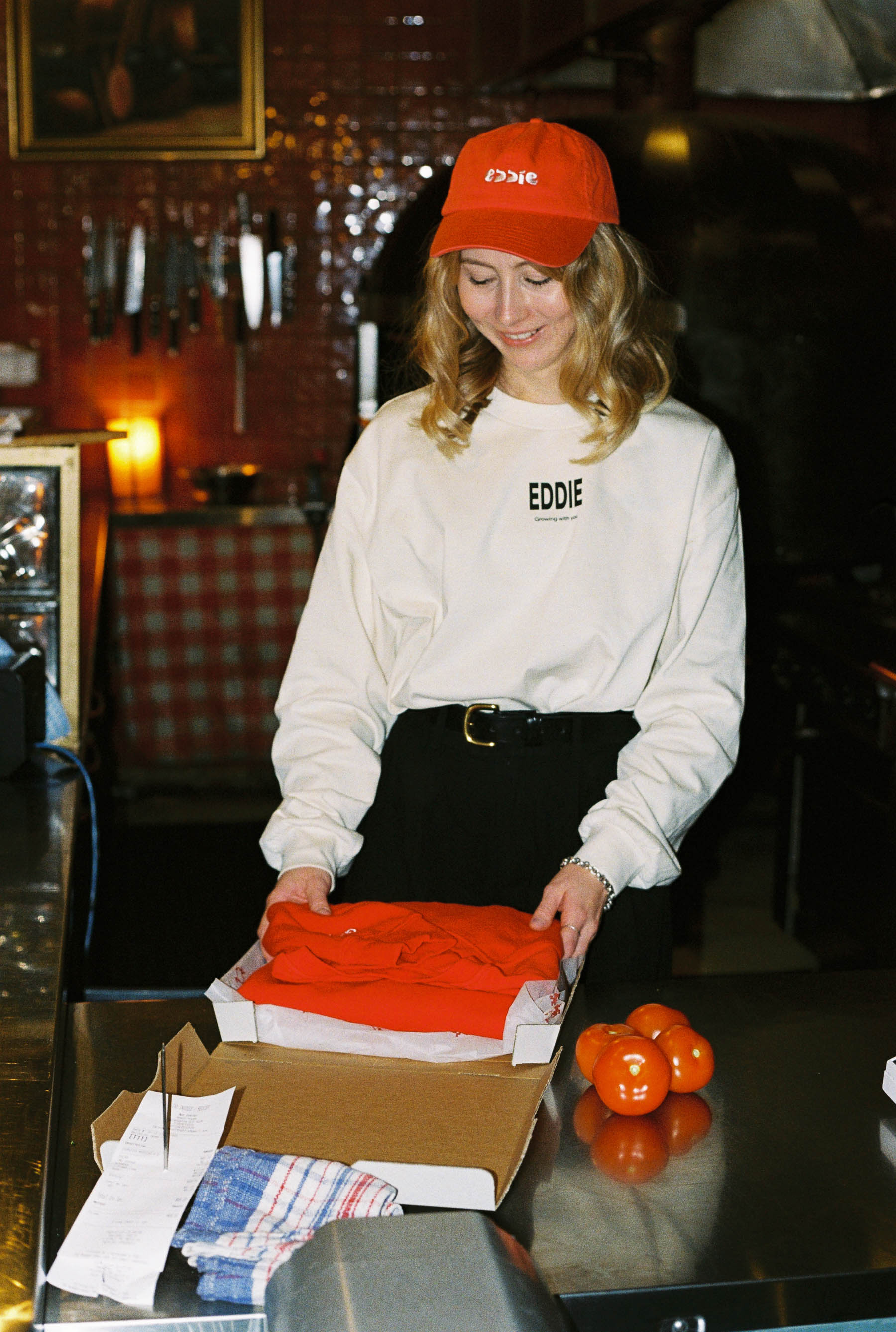 "We're basically a pizza shop" Winter Tee in Dough